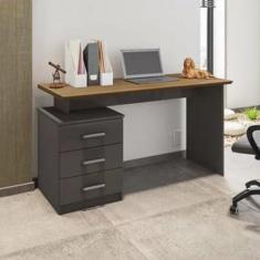 Imagem de Escrivaninha 3 Gavetas 136cm Flay Grafite Perolizado/freijó