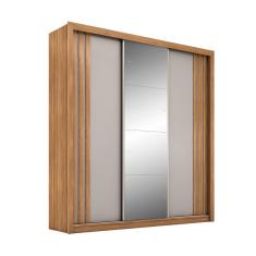 Imagem de Guarda Roupa Espelhado 3 Portas Oba Amêndola Nude Preto