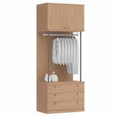 Imagem de Módulo Cabideiro 3 Gavetas e 2 Portas Guarda Roupa Closet Modulado Smart Tube Angelin