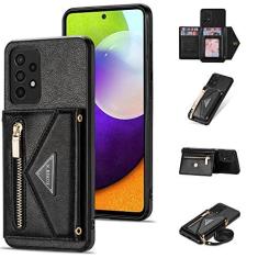 Imagem de Furiet Capa carteira compatível com Samsung Galaxy A52/A52S 5G com suporte para cartão de crédito e alça de ombro couro PU bolso com zíper capa carteira flip para A 52 S 4G G5 52A S52 52S feminina