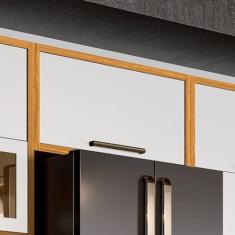 Imagem de Armário Aéreo de Cozinha 80cm com 1 Porta Basculante 100% Mdf Vicenza espresso Móveis Amêndoa/Branco