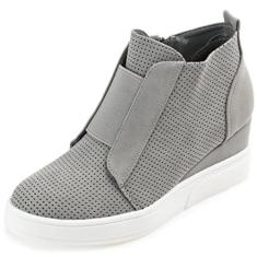 Imagem de Journee Collection Womens Clara Comfort Wedge Heel Sneakers with Round-Toe and Perforated Details, Grey, 6