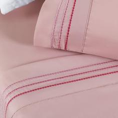 Imagem de Jogo de Lençol Queen Yara bordado 4 peças Rosa