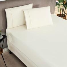 Imagem de Jogo de Lençol Queen Percale 200 Fios Ponto Palito Elegance 03 Peças -