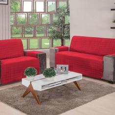 Imagem de Protetor De Sofa 2 e 3 Lugares Elegance Vermelho 02 Peças - Dourados E