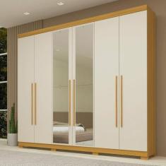 Imagem de Guarda Roupa Casal 243,90cm 6 Portas Com Espelho 100% Mdf Buganvílea E