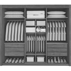 Imagem de Guarda Roupa Casal Ripado Com Espelho 3 Portas 6 Gavetas - Pacioli Sky