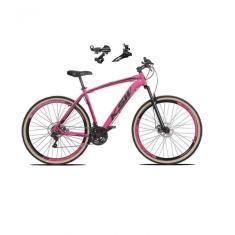Imagem de Bicicleta Aro 29 Ksw Xlt Alumínio 24v Câmbios Shimano Garfo Suspensão Pneu Faixa Bege Rosa 15