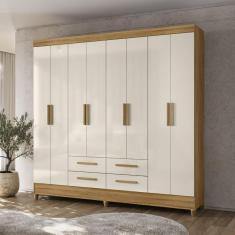 Imagem de Guarda Roupa Casal 8 Portas 4 Gavetas Florida Moval Sem Espelho - Freijo/Off White