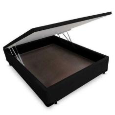 Imagem de Base Box Baú Casal Suede  Preto 39x138x188 - Sp Móveis