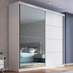 Imagem de Guarda-Roupa Casal Star 2 Portas Com Espelho 100% Mdf Branco - Mambel