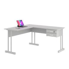 Imagem de Mesa De Computador Em L Com Gaveta Lima Cinza