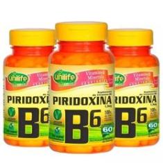 Imagem de Vitamina B6 (Piridoxina) 3X60 Cápsulas Unilife