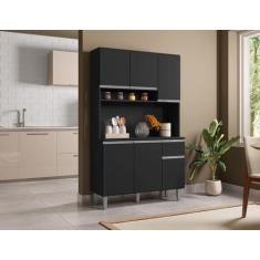Imagem de Kit Armario Cozinha Compacta Marcia 105cm 6 Portas Cor Preto AJL