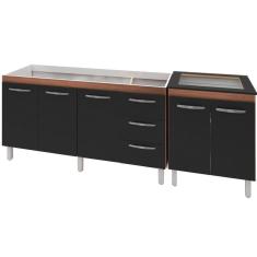 Imagem de Balcao Pia 150cm e Cooktop 4 Bocas Savana Preto Mobbs