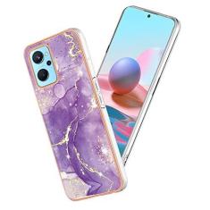 Imagem de Yarxiawin Capa de telefone para Realme 9i capa de silicone transparente mármore silicone roxo, capa fina rígida à prova de choque Realme 9i bordas transparentes capa durável anti-impressão digital