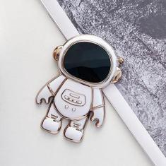 Imagem de Para Oppo a54 Capa de revestimento de suporte de astronauta para Oppo A54 A52 A16 A15 A36 A58 A53 A74 A57 A17 A72 4g 5g Capa de suporte de silicone, suporte branco apenas, para OPPO A15 A15S