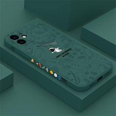 Imagem de Linda capa de silicone para astronauta do planeta dos desenhos animados para iPhone 14 13 12 11 Pro Max 12 Mini XS XR X 8 7 Plus Soft Bumper Cover à prova de choque, fx verde, para iPhone 13