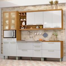 Imagem de Cozinha Completa 5 Peças Burguesa Premium Espresso Móveis Amadeirado Freijó/Branco