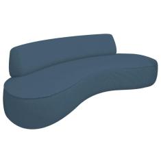 Imagem de Sofá Curvo 3 Lugares Orgânico Amsterdã 180cm Linho Adj Decor Azul Royal