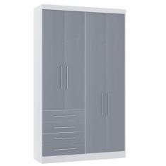 Imagem de Guarda Roupa Modulado 134,50cm 4 Portas E 4 Gavetas Alpes Luciane Móveis Branco Pf Com Grey Sky Pf