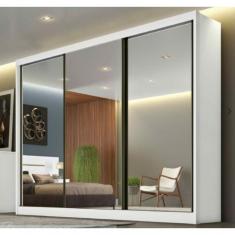 Imagem de Guarda Roupa Casal 3 Portas Espelhadas 8 Gavetas Sollo - Móveis Horizonte - Branco