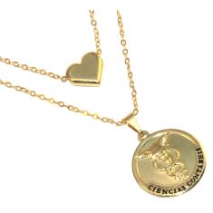 Imagem de Colar Cordão Duplo Contabilidade Contábil Folheado 18k