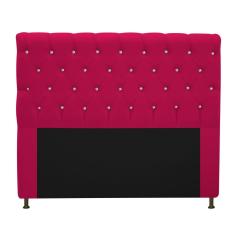 Imagem de Cabeceira Estofada Cristal 195 Cm King Size Com Strass Suede Pink - Adj Decor