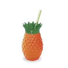 Imagem de Copo de Plástico 300ml Abacaxi Com Canudo