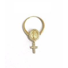 Imagem de Anel de ouro 18k terço pingente - Elegancy Joias