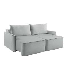 Imagem de Sofá 3 Lugares Retrátil Moon Com Usb Linho Gelo 220 Cm