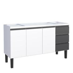 Imagem de Gabinete De Aço Para Pia 150cm 3 Portas 3 Gavetas Netuno Cozimax Branc