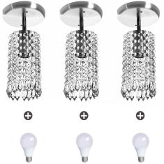 Imagem de 3 Lustres Clearcrillic Redondo Cristal Acrílico Com Lampada