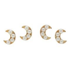 Imagem de Brinco Mini Lua com Pérolas (2 pares) BC0835 - Akasaki