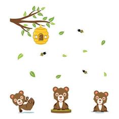 Imagem de Adesivo de Parede Ursinhos e Abelhas Cobre 1,3m²