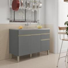Imagem de Balcão para Cozinha 3 Portas 1 Gaveta 120cm Line Kits Paraná Gris