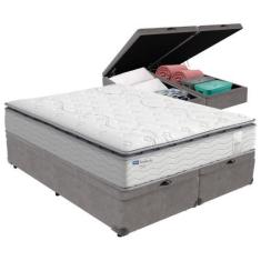 Imagem de Cama Box Baú Queen E Colchão Molas Ensacadas Amsterdã Probel - Cinza