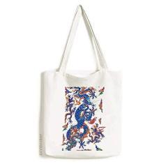 Imagem de Bolsa de lona com estampa de nuvem de dragão chinês bolsa de compras casual bolsa de mão