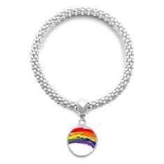 Imagem de DIYthinker LGBT Arco-íris Gay Lésbica Transgênero Prata Pulseira Pingente Joias Corrente Ajustável