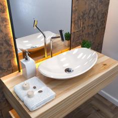 Imagem de Kit Cuba L45 Com Válvula 1'' + Sifão Pvc E Flexível  Compace Bege