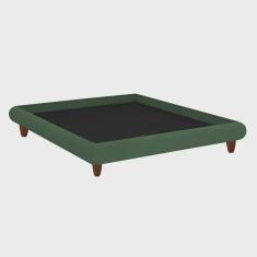 Imagem de Cama Queen Japonesa 176cm Pés Madeira Haru Veludo Verde - Sallar Home