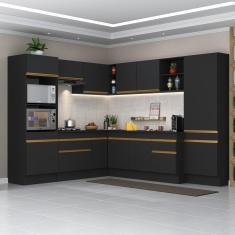 Imagem de Cozinha Completa De Canto Mp2082 Com Armário E Balcão Preta