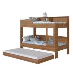 Imagem de Beliche Solteiro Com Cama Auxiliar Art In Móveis San Diego Marrom