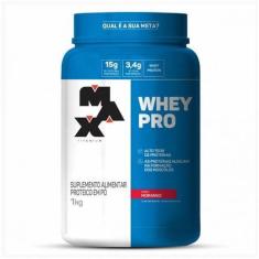 Imagem de Whey Pro Pote (1kg) - Sabor: Morango - Max Titanium