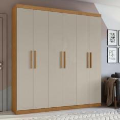 Imagem de Guarda-roupa Casal 6 Portas 3 Gavetas Jazz Amêndoa Clean/off White