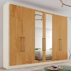 Imagem de Guarda-Roupa Casal Argos 6 Portas 6 Gavetas Espelhado 100% Mdf Off Whi