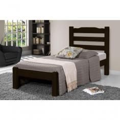 Imagem de Cama de Solteiro Veneza de Madeira Maciça Tauari Tabaco