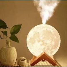 Imagem de Umidificador Aromatizador Luminaria Abajur Lua