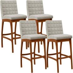 Imagem de Kit 04 Banquetas Altas Cozinha B04 Bouclê Creme