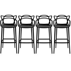 Imagem de Kit Com 4 Banquetas Aviv Feita Em Polipropileno Fratini Preto